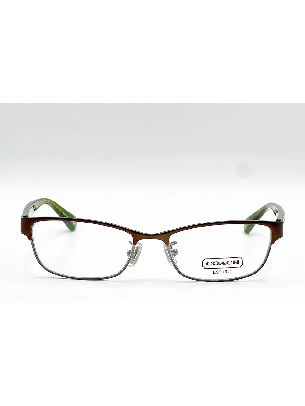 Coach HC 5033 9128 Satin Brown Dark Silver Browline Eyeglass Frames 53-16-135